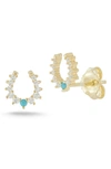 Sphera Milano Horseshoe Cz Stud Earrings In Yellow Gold