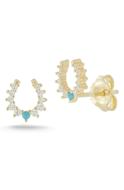 Sphera Milano Horseshoe Cz Stud Earrings In Yellow Gold