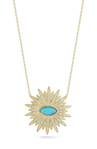 Sphera Milano Pavé Cz Evil Eye Pendant Necklace In Yellow Gold