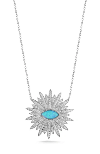 Sphera Milano Pavé Cz Evil Eye Pendant Necklace In Silver