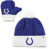 47 TODDLER '47 ROYAL/WHITE INDIANAPOLIS COLTS BAM BAM CUFFED KNIT HAT WITH POM AND MITTENS SET