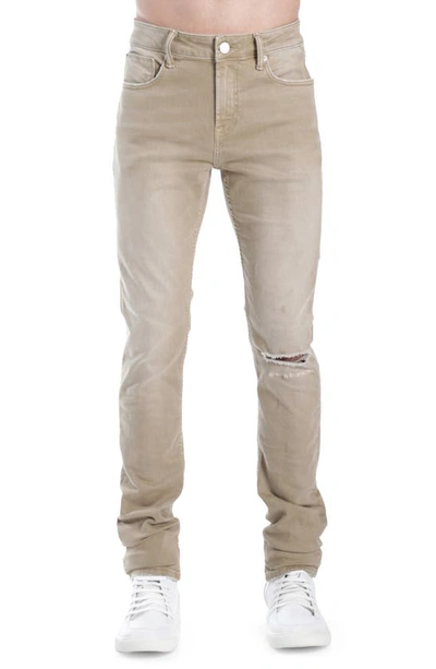 Hvman Strat Ripped Super Skinny Jeans In Khaki