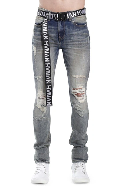 Hvman Strat Belted Super Skinny Jeans In Alloy 2