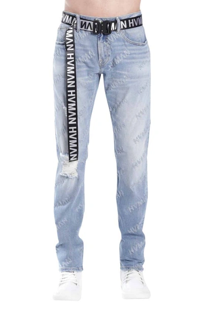 Hvman Strat Belted Super Skinny Jeans In Acid Blue