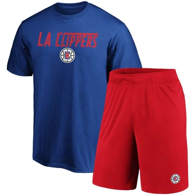 Fanatics Men's  Royal, Red La Clippers T-shirt And Shorts Combo Pack In Royal,red