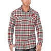 ANTIGUA ANTIGUA RED/GRAY NEW JERSEY DEVILS EASE PLAID BUTTON-UP LONG SLEEVE SHIRT