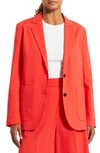 Theory Oversized Patch Pocket Linen Blazer In Poppy
