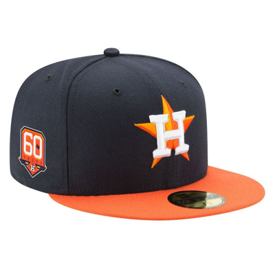 New Era Men's Navy/orange Houston Astros Road Authentic Collection On Field 59fifty Performance Fitted Hat