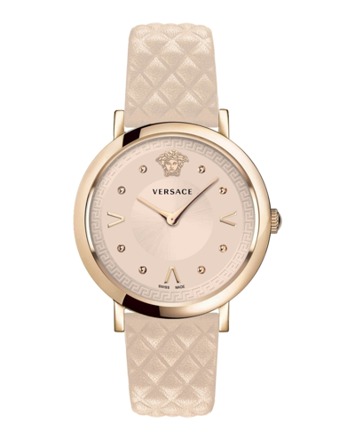 Versace Pop Chic Lady Strap Watch In Gold