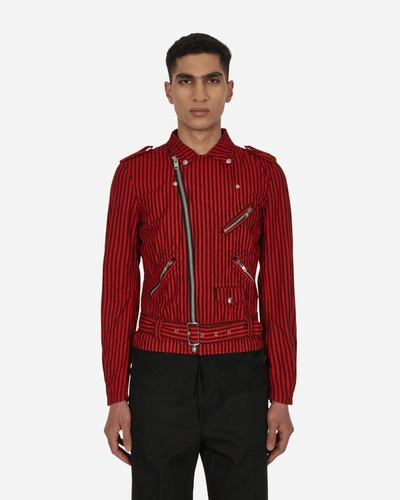Comme Des Garçons Shirt Stripe Biker Jacket Red In Multicolor
