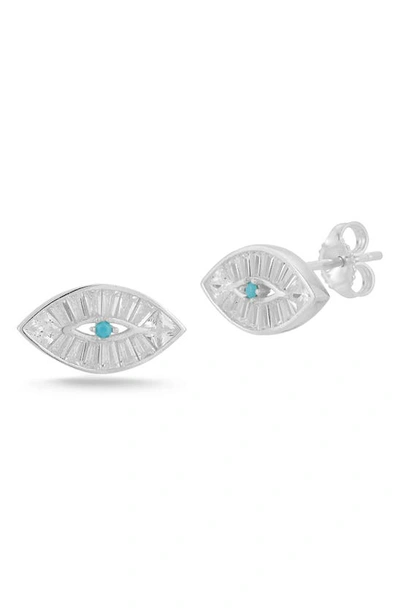 Sphera Milano Evil Eye Cz Stud Earrings In Silver