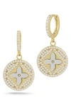 Sphera Milano 14k Gold Vermeil Cz Clover Earrings In Yellow Gold/ White