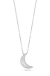 Sphera Milano Sterling Silver Cz Moon Pendant Necklace In Silver