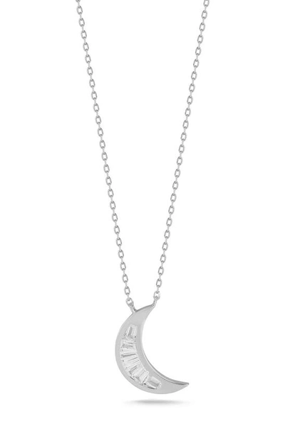 Sphera Milano Sterling Silver Cz Moon Pendant Necklace