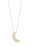 Sphera Milano Sterling Silver Cz Moon Pendant Necklace In Yellow Gold