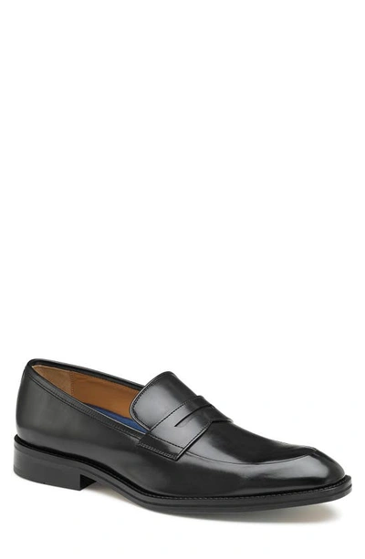 Johnston & Murphy Meade Penny Loafers In Black Italian Calfskin