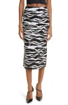 Dolce & Gabbana Zebra Sequined Midi Skirt W/ Mesh Back In Black/ Silver