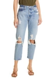 FRAME LE ORIGINAL RIPPED HIGH WAIST CROP JEANS