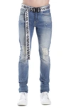 Hvman Belted Stretch Skinny Jeans In Lichen
