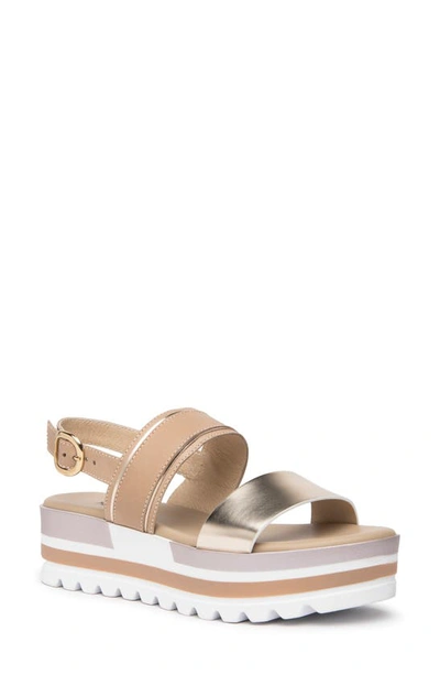 Nerogiardini Double Band Sporty Sandals In Beige/ Gold