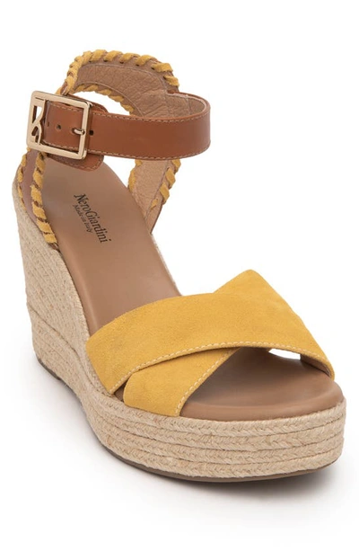 Nerogiardini Whipstitch Espadrille Wedge Sandals In Sun Yellow