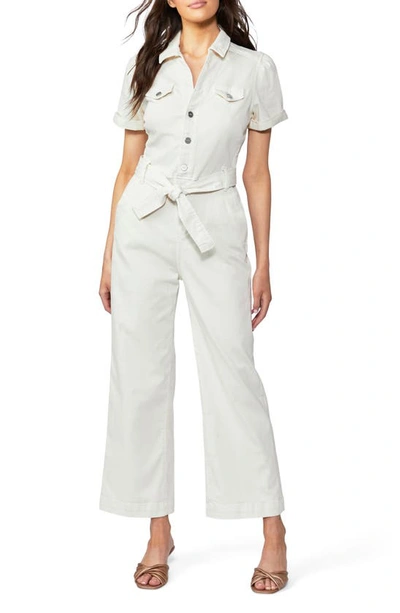 Paige Anessa V-neck Stretch Cotton-blend Jumpsuit In Neutrals