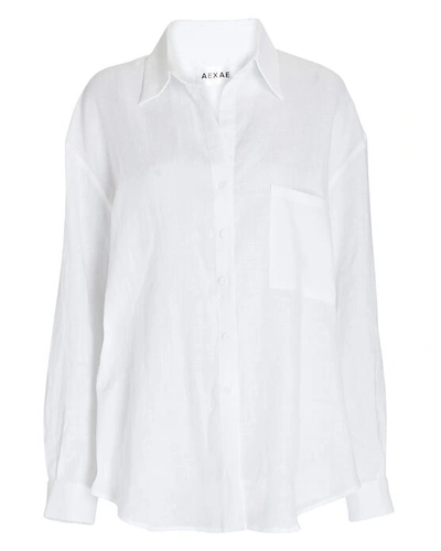 Aexae Oversized Linen Shirt In White