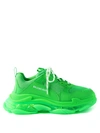 Balenciaga Triple S Clear Sole Mesh, Nubuck And Leather Sneakers In Green