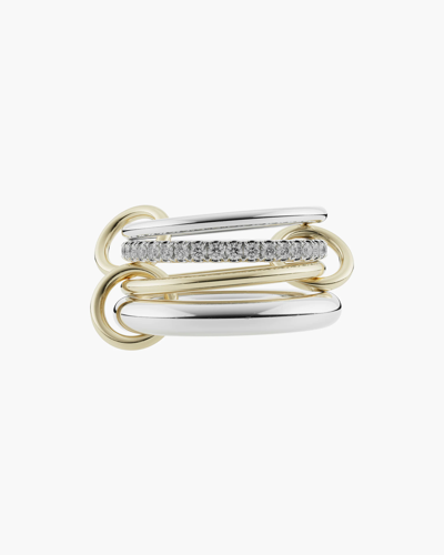 Spinelli Kilcollin Nimbus Sterling Silver, 18k Yellow Gold & Grey Diamond 4-link Ring In Multicolor
