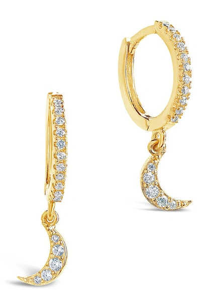 Sterling Forever 14k Gold Plated Cz Crescent Moon Drop Earrings
