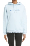 Givenchy Logo Appliqué Cotton Hoodie In 452-light Blue