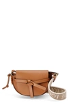 Loewe Gate Dual Mini Leather And Jacquard Shoulder Bag In Tan