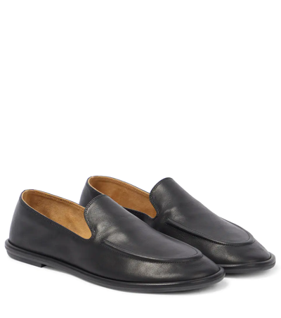 The Row Canal Leather Loafers In Black