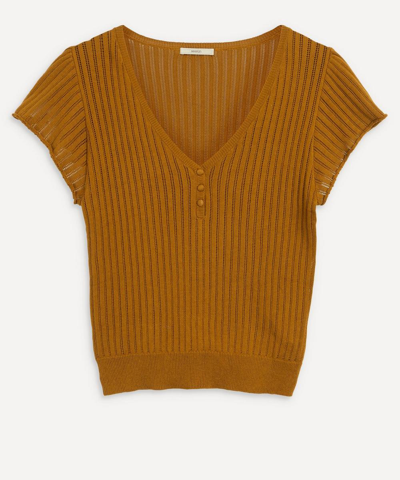 Sessun Pilha Knitted Short-sleeve Top - Size 14 In Inca Land