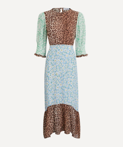 Rixo London Saffron Dress In Floral & Leopard Print