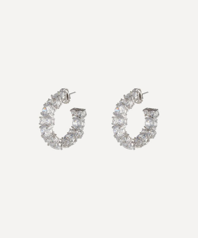 Cz By Kenneth Jay Lane Rhodium-plated Cubic Zirconia Statement Hoop Earrings In Silver