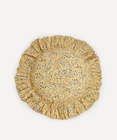 Coco & Wolf Donna Leigh Organic Frill Edge Circle Cushion In Yellow