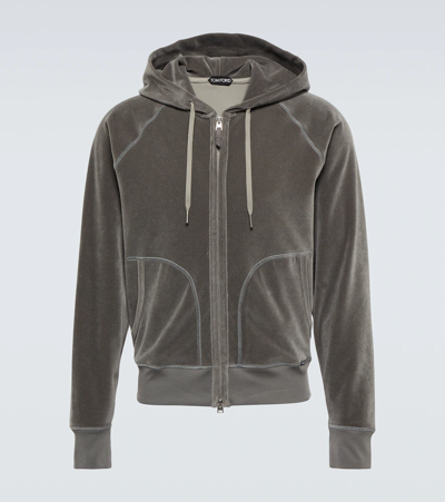 Tom Ford Velour Zip-fastening Hoodie In Grey ModeSens