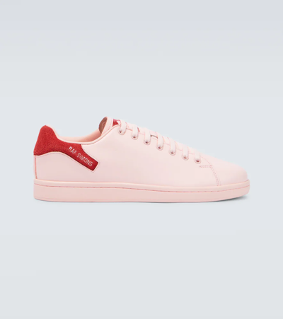 Raf Simons Orion Suede-trimmed Leather Senakers In Pink