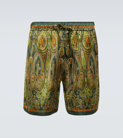 Amiri Tapestry Motif Elasticated Drawstring Shorts In Multi-colour