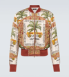 Amiri Rum Label Silk Twill Bomber Jacket In Multi