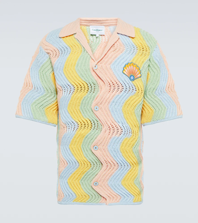 Casablanca Shell Wave Crochet Short-sleeve Shirt In Multicolore