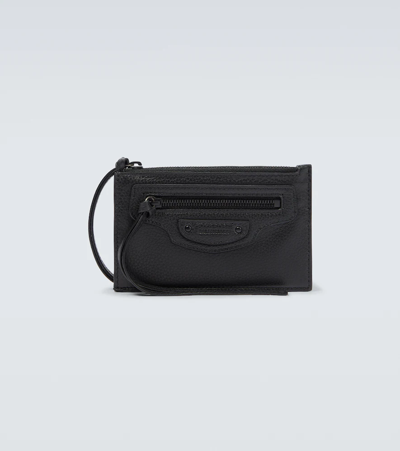 Balenciaga City Grained Leather Wallet In Black