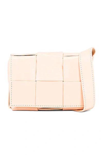 Bottega Veneta Card Case With Strap In Melon Washed Silver