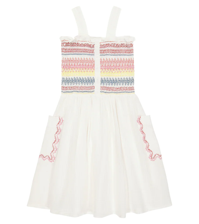 Stella Mccartney Kids' Embroidered Organic Cotton Dress In White,multi