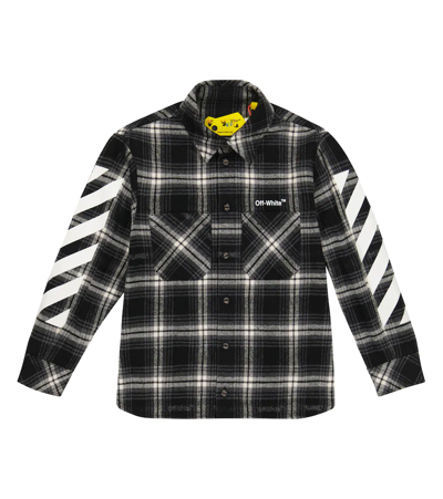 Off-white Checked Cotton-blend Flannel Shirt In Black White