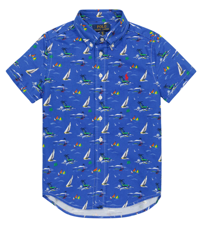 Polo Ralph Lauren Kids' Printed Cotton Shirt In 5591 Race To Sea