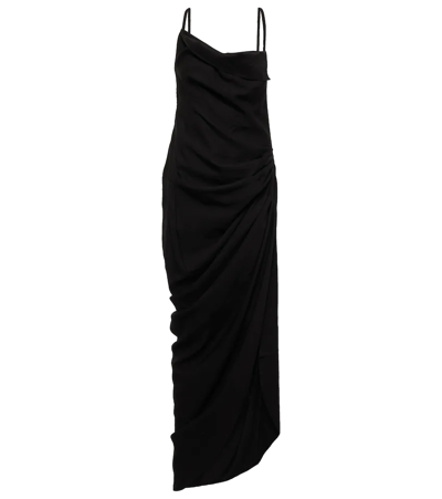 Jacquemus La Robe Saudade Long Viscose Blend Dress In Black