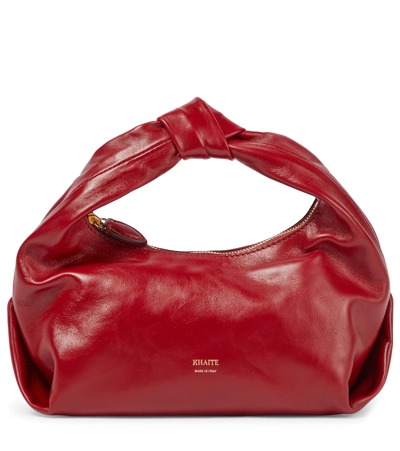 Khaite Beatrice Small Knot Leather Hobo Bag In Rouge Red