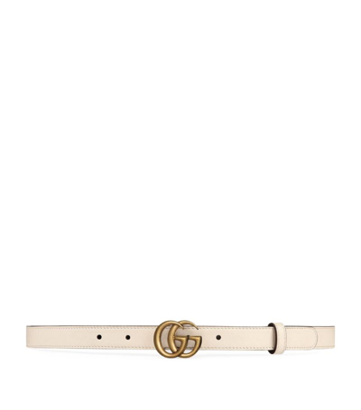 Gucci Leather Double G Belt In Neutrals